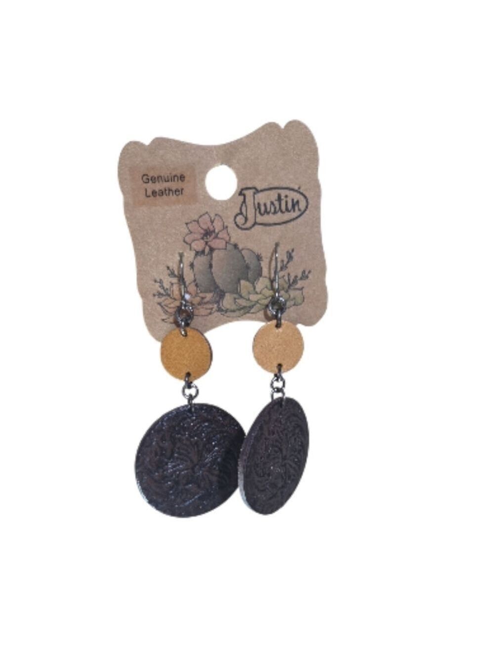 Justin Boots Brown Leather Earrings - Picture 1 of 6